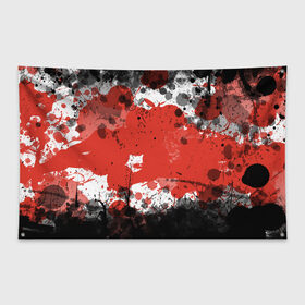 Флаг-баннер с принтом Брызги и пятна в Кировске, 100% полиэстер | размер 67 х 109 см, плотность ткани — 95 г/м2; по краям флага есть четыре люверса для крепления | белый | грязь | красный | кровь | пятна | черный