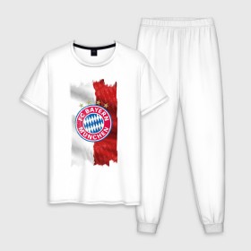 Мужская пижама хлопок с принтом Bayern Munchen - Vintage style No. 3 в Кировске, 100% хлопок | брюки и футболка прямого кроя, без карманов, на брюках мягкая резинка на поясе и по низу штанин
 | bayern munchen | fcb | football | бавария мюнхен