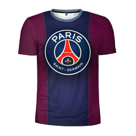 Мужская футболка 3D спортивная с принтом Paris Saint-Germain в Кировске, 100% полиэстер с улучшенными характеристиками | приталенный силуэт, круглая горловина, широкие плечи, сужается к линии бедра | psg | париж | псж | форма | футбол