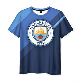Мужская футболка 3D с принтом Манчестер Сити в Кировске, 100% полиэфир | прямой крой, круглый вырез горловины, длина до линии бедер | city | manchester | горожане | манчестер | сити | футбол | юнайтед