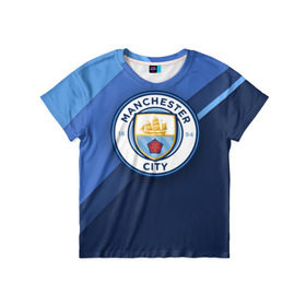 Детская футболка 3D с принтом Манчестер Сити в Кировске, 100% гипоаллергенный полиэфир | прямой крой, круглый вырез горловины, длина до линии бедер, чуть спущенное плечо, ткань немного тянется | city | manchester | горожане | манчестер | сити | футбол | юнайтед