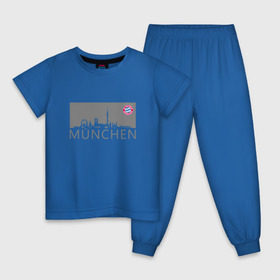 Детская пижама хлопок с принтом Bayern Munchen - Munchen City grey (2018) в Кировске, 100% хлопок |  брюки и футболка прямого кроя, без карманов, на брюках мягкая резинка на поясе и по низу штанин
 | bayern munchen | fcb | football | бавария мюнхен