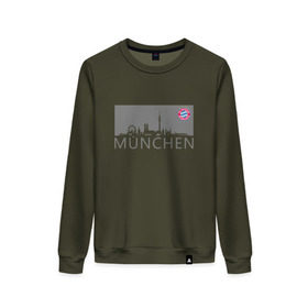 Женский свитшот хлопок с принтом Bayern Munchen - Munchen City grey (2018) в Кировске, 100% хлопок | прямой крой, круглый вырез, на манжетах и по низу широкая трикотажная резинка  | bayern munchen | fcb | football | бавария мюнхен