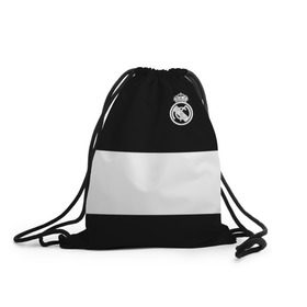 Рюкзак-мешок 3D с принтом Real Madrid Black Collection в Кировске, 100% полиэстер | плотность ткани — 200 г/м2, размер — 35 х 45 см; лямки — толстые шнурки, застежка на шнуровке, без карманов и подкладки | emirates | fc | real madrid | клуб | мяч | реал мадрид