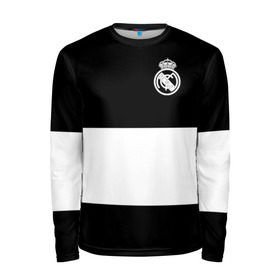 Мужской лонгслив 3D с принтом Real Madrid Black Collection в Кировске, 100% полиэстер | длинные рукава, круглый вырез горловины, полуприлегающий силуэт | Тематика изображения на принте: emirates | fc | real madrid | клуб | мяч | реал мадрид