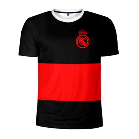 Мужская футболка 3D спортивная с принтом Real Madrid Black Collection в Кировске, 100% полиэстер с улучшенными характеристиками | приталенный силуэт, круглая горловина, широкие плечи, сужается к линии бедра | Тематика изображения на принте: emirates | fc | real madrid | клуб | мяч | реал мадрид