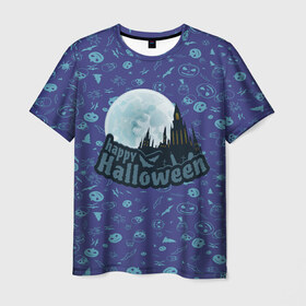 Мужская футболка 3D с принтом happy halloween в Кировске, 100% полиэфир | прямой крой, круглый вырез горловины, длина до линии бедер | Тематика изображения на принте: 31 октября | halloween | день святых | праздник | праздник мертвых | хэллоуин