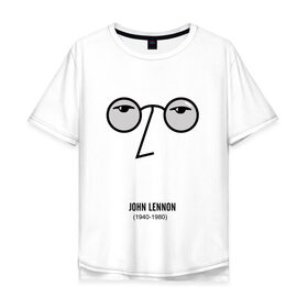 Мужская футболка хлопок Oversize с принтом Джон Ленон 1 в Кировске, 100% хлопок | свободный крой, круглый ворот, “спинка” длиннее передней части | 