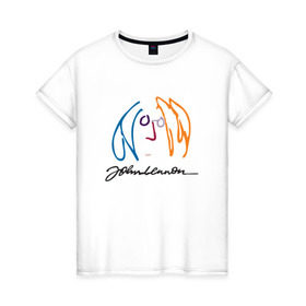 Женская футболка хлопок с принтом Джон Ленон 2 в Кировске, 100% хлопок | прямой крой, круглый вырез горловины, длина до линии бедер, слегка спущенное плечо | john lennon | the beatles | битлс | джон леннон