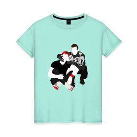 Женская футболка хлопок с принтом Twenty One Pilots в Кировске, 100% хлопок | прямой крой, круглый вырез горловины, длина до линии бедер, слегка спущенное плечо | твенти ван пилотс