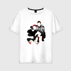 Женская футболка хлопок Oversize с принтом Twenty One Pilots в Кировске, 100% хлопок | свободный крой, круглый ворот, спущенный рукав, длина до линии бедер
 | твенти ван пилотс