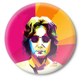 Значок с принтом Джон Леннон 7 в Кировске,  металл | круглая форма, металлическая застежка в виде булавки | Тематика изображения на принте: 