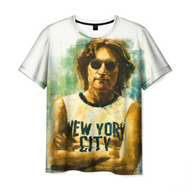 Мужская футболка 3D с принтом Джон Леннон 10 в Кировске, 100% полиэфир | прямой крой, круглый вырез горловины, длина до линии бедер | john lennon | the beatles | битлс | джон леннон