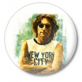 Значок с принтом Джон Леннон 10 в Кировске,  металл | круглая форма, металлическая застежка в виде булавки | Тематика изображения на принте: john lennon | the beatles | битлс | джон леннон