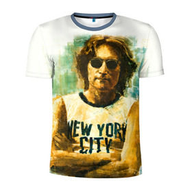 Мужская футболка 3D спортивная с принтом Джон Леннон 10 в Кировске, 100% полиэстер с улучшенными характеристиками | приталенный силуэт, круглая горловина, широкие плечи, сужается к линии бедра | john lennon | the beatles | битлс | джон леннон