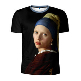 Мужская футболка 3D спортивная с принтом Scarlett Johansson в Кировске, 100% полиэстер с улучшенными характеристиками | приталенный силуэт, круглая горловина, широкие плечи, сужается к линии бедра | Тематика изображения на принте: 