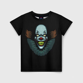 Детская футболка 3D с принтом Clown в Кировске, 100% гипоаллергенный полиэфир | прямой крой, круглый вырез горловины, длина до линии бедер, чуть спущенное плечо, ткань немного тянется | horror | pennywise | stephen king | клоун | оно | пеннивайз | стивен кинг | ужасы | хоррор