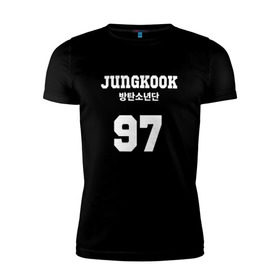 Мужская футболка премиум с принтом Jungkook в Кировске, 92% хлопок, 8% лайкра | приталенный силуэт, круглый вырез ворота, длина до линии бедра, короткий рукав | bangtan boys | bts