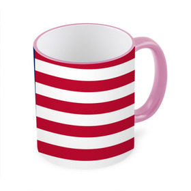 Кружка с принтом USA Flag в Кировске, керамика | ёмкость 330 мл | star | usa | америка | белый | звезды | красный | линии | полосы | популярные | синий | сша | триколор | туристические | флаг | цвет | штаты