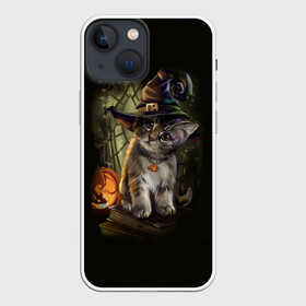 Чехол для iPhone 13 mini с принтом Ведьмин котенок в Кировске,  |  | Тематика изображения на принте: jack | ведьма | кот | котенок | кошка | тыква | хэллоуин
