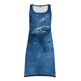 Платье-майка 3D с принтом Shark в Кировске, 100% полиэстер | полуприлегающий силуэт, широкие бретели, круглый вырез горловины, удлиненный подол сзади. | fish | ocean | акула | вода | животные | море | океан | рыба | челюсти