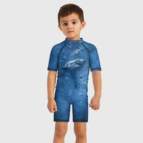 Детский купальный костюм 3D с принтом Shark в Кировске, Полиэстер 85%, Спандекс 15% | застежка на молнии на спине | fish | ocean | акула | вода | животные | море | океан | рыба | челюсти