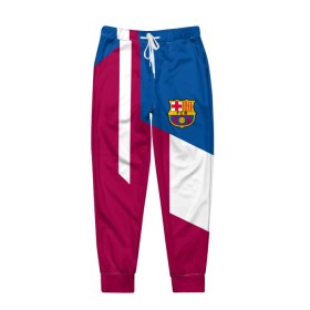 Мужские брюки 3D с принтом FC Barcelona 2018 в Кировске, 100% полиэстер | манжеты по низу, эластичный пояс регулируется шнурком, по бокам два кармана без застежек, внутренняя часть кармана из мелкой сетки | fc | барселона | эмблема