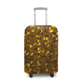 Чехол для чемодана 3D с принтом Золотые кубики в Кировске, 86% полиэфир, 14% спандекс | двустороннее нанесение принта, прорези для ручек и колес | 