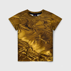 Детская футболка 3D с принтом Gold abstraction в Кировске, 100% гипоаллергенный полиэфир | прямой крой, круглый вырез горловины, длина до линии бедер, чуть спущенное плечо, ткань немного тянется | 