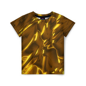 Детская футболка 3D с принтом Золотые разводы в Кировске, 100% гипоаллергенный полиэфир | прямой крой, круглый вырез горловины, длина до линии бедер, чуть спущенное плечо, ткань немного тянется | abstraction | gold | rich | texture | богатство | золотая абстракция | золото | кубики | текстура