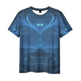 Мужская футболка 3D с принтом Blue fractal в Кировске, 100% полиэфир | прямой крой, круглый вырез горловины, длина до линии бедер | Тематика изображения на принте: art | background | beautiful | color | festive | fractal | lines | photo | picture | smooth | strange | style