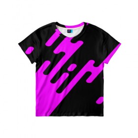Детская футболка 3D с принтом Pink geometry в Кировске, 100% гипоаллергенный полиэфир | прямой крой, круглый вырез горловины, длина до линии бедер, чуть спущенное плечо, ткань немного тянется | abstraction | engine | pattern | абстракция | геометрия | графики | движение | краска | текстура | чертежи | штрихи