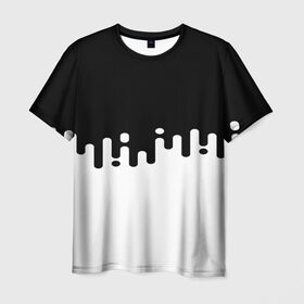 Мужская футболка 3D с принтом Чёрно-белый узор в Кировске, 100% полиэфир | прямой крой, круглый вырез горловины, длина до линии бедер | abstraction | engine | pattern | абстракция | геометрия | графики | движение | краска | текстура | чертежи | штрихи