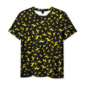Мужская футболка 3D с принтом Желтые собачки в Кировске, 100% полиэфир | прямой крой, круглый вырез горловины, длина до линии бедер | dog | new year | животные | новый год | символ | собака