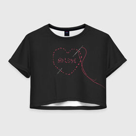 Женская футболка 3D укороченная с принтом Face / No Love / Фэйс в Кировске, 100% полиэстер | круглая горловина, длина футболки до линии талии, рукава с отворотами | rap | рэпер | фейс | фэйс