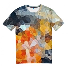 Мужская футболка 3D с принтом Мозаика в блеске в Кировске, 100% полиэфир | прямой крой, круглый вырез горловины, длина до линии бедер | abstraction | абстракция | геометрия | грани | линии | полигоны | розовый | сочетания | текстура | треугольники