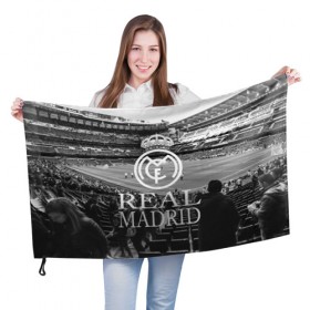 Флаг 3D с принтом REAL MADRID bw в Кировске, 100% полиэстер | плотность ткани — 95 г/м2, размер — 67 х 109 см. Принт наносится с одной стороны | real madrid