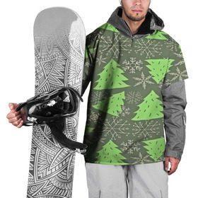 Накидка на куртку 3D с принтом Зелёные ёлочки в Кировске, 100% полиэстер |  | new year | santa | дед мороз | елка | елочки | новогодний | новый год | рождество | сантаклаус | снег | снежинки
