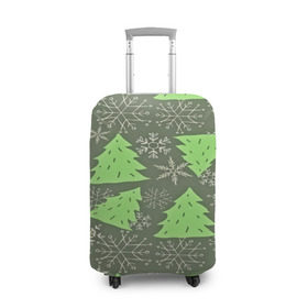 Чехол для чемодана 3D с принтом Зелёные ёлочки в Кировске, 86% полиэфир, 14% спандекс | двустороннее нанесение принта, прорези для ручек и колес | new year | santa | дед мороз | елка | елочки | новогодний | новый год | рождество | сантаклаус | снег | снежинки