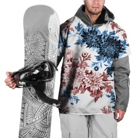 Накидка на куртку 3D с принтом Blue and Red в Кировске, 100% полиэстер |  | vppdgryphon | арт | краска | лес | пион | пионы | тропики | цветные | цветок | цветы