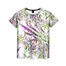 Женская футболка 3D с принтом Лаванда в Кировске, 100% полиэфир ( синтетическое хлопкоподобное полотно) | прямой крой, круглый вырез горловины, длина до линии бедер | vppdgryphon | арт | лаванда | лес | тропики | франция | цветок | цветы