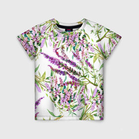 Детская футболка 3D с принтом Лаванда в Кировске, 100% гипоаллергенный полиэфир | прямой крой, круглый вырез горловины, длина до линии бедер, чуть спущенное плечо, ткань немного тянется | vppdgryphon | арт | лаванда | лес | тропики | франция | цветок | цветы