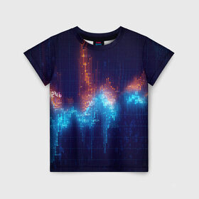 Детская футболка 3D с принтом Компьютерный код в Кировске, 100% гипоаллергенный полиэфир | прямой крой, круглый вырез горловины, длина до линии бедер, чуть спущенное плечо, ткань немного тянется | график | разноцветный | яркий