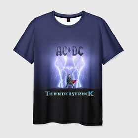 Мужская футболка 3D с принтом AC DC Тор молнии в Кировске, 100% полиэфир | прямой крой, круглый вырез горловины, длина до линии бедер | ac dc | acdc | ангус янг | блюз рок | группа | крис слэйд | рок | рок н ролл | стиви янг | хард рок | эксл роуз