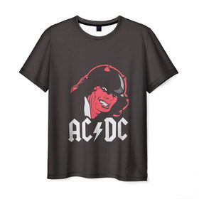 Мужская футболка 3D с принтом Чёрт AC/DC в Кировске, 100% полиэфир | прямой крой, круглый вырез горловины, длина до линии бедер | Тематика изображения на принте: ac dc | acdc | ангус янг | блюз рок | крис слэйд | рок группа | рок н ролл | стиви янг | хард рок | эксл роуз