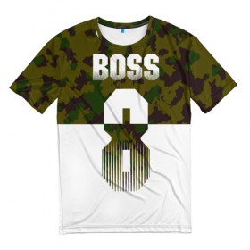 Мужская футболка 3D с принтом BOSS 8 Military в Кировске, 100% полиэфир | прямой крой, круглый вырез горловины, длина до линии бедер | 