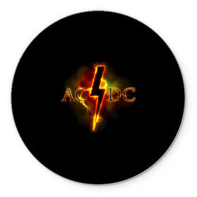 Коврик для мышки круглый с принтом AC/DC огонь в Кировске, резина и полиэстер | круглая форма, изображение наносится на всю лицевую часть | Тематика изображения на принте: ac dc | acdc | ангус янг | блюз рок | крис слэйд | надпись | рок группа | рок н ролл | стиви янг | хард рок | эксл роуз