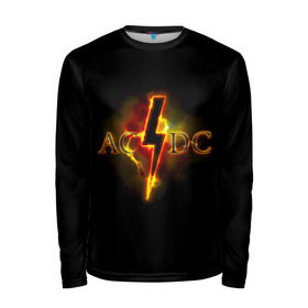 Мужской лонгслив 3D с принтом AC/DC огонь в Кировске, 100% полиэстер | длинные рукава, круглый вырез горловины, полуприлегающий силуэт | ac dc | acdc | ангус янг | блюз рок | крис слэйд | надпись | рок группа | рок н ролл | стиви янг | хард рок | эксл роуз