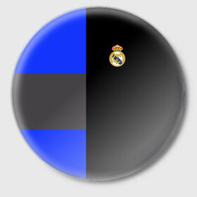 Значок с принтом Real Madrid 2018 Black Version в Кировске,  металл | круглая форма, металлическая застежка в виде булавки | emirates | fc | real madrid | клуб | мяч | реал мадрид