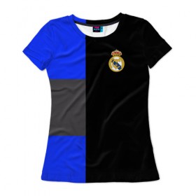 Женская футболка 3D с принтом Real Madrid 2018 Black Version в Кировске, 100% полиэфир ( синтетическое хлопкоподобное полотно) | прямой крой, круглый вырез горловины, длина до линии бедер | emirates | fc | real madrid | клуб | мяч | реал мадрид